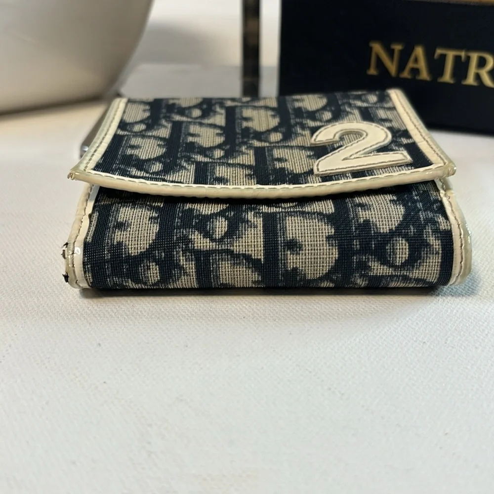 Dior Compact Wallet - Blue & Wht includes authenticity card.